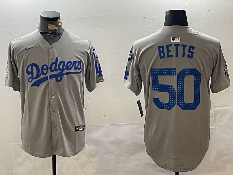 Men Los Angeles Dodgers #50 Betts Grey Game 2024 Nike MLB Jersey style 11206->los angeles dodgers->MLB Jersey